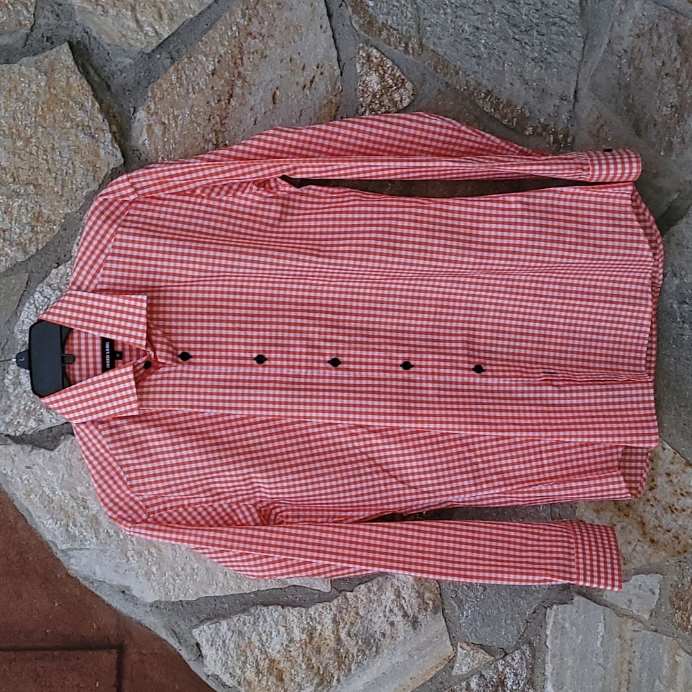 Jared Lang Orange & White Checkered Shirt
